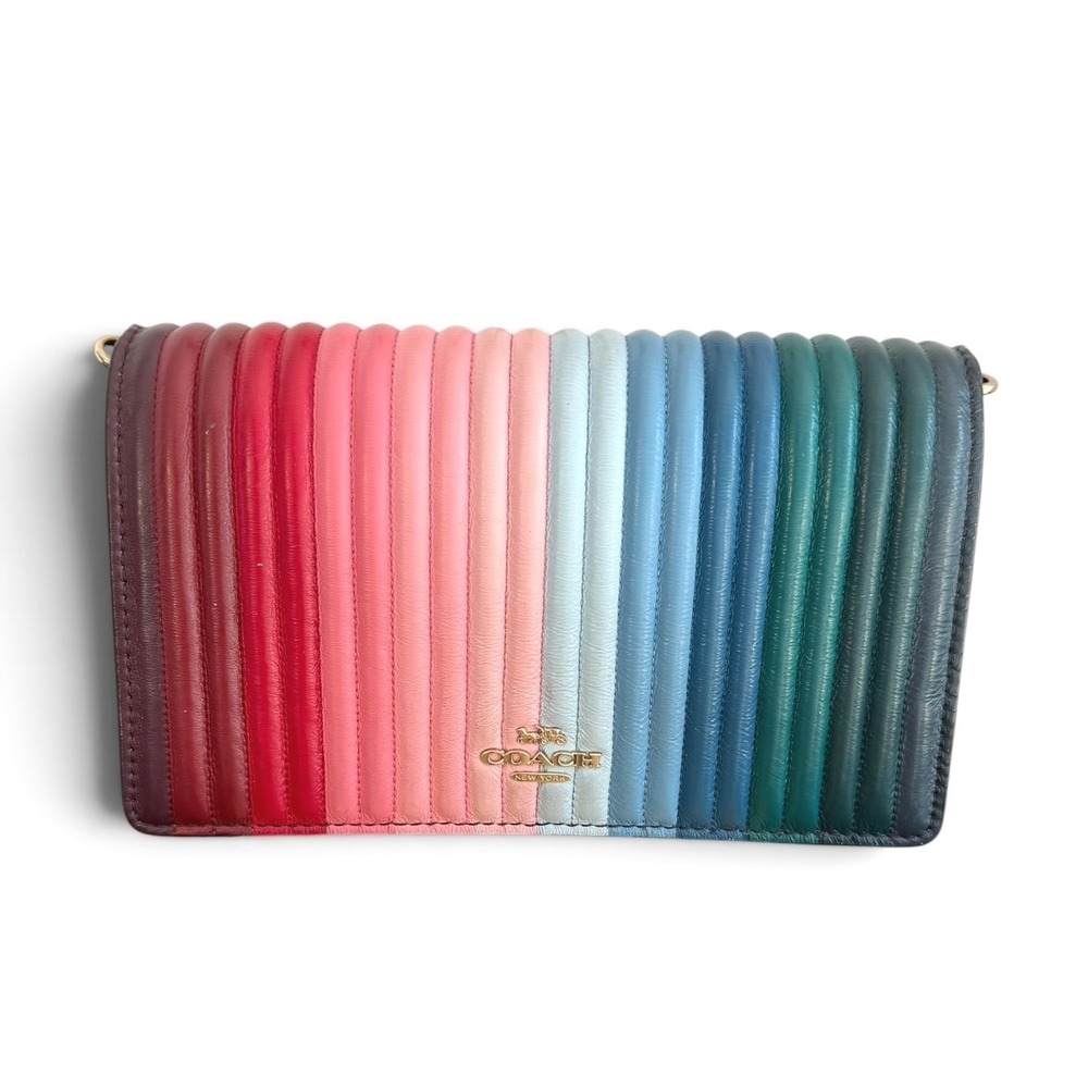 Coach Hayden 88694 Ombré Rainbow Quilted Leather Crossbody Clutch